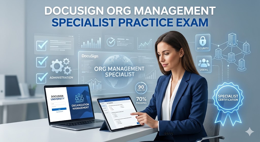DocuSign Organization Management Specialist Practice Exam Banner