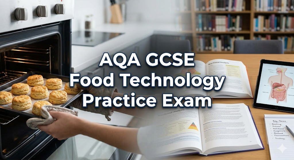 Assessment and Qualifications Alliance (AQA) GCSE Food Technology Practice Exam Banner