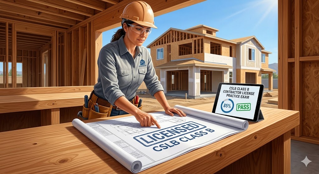 CSLB Class B General Contractor's License Practice Exam Banner