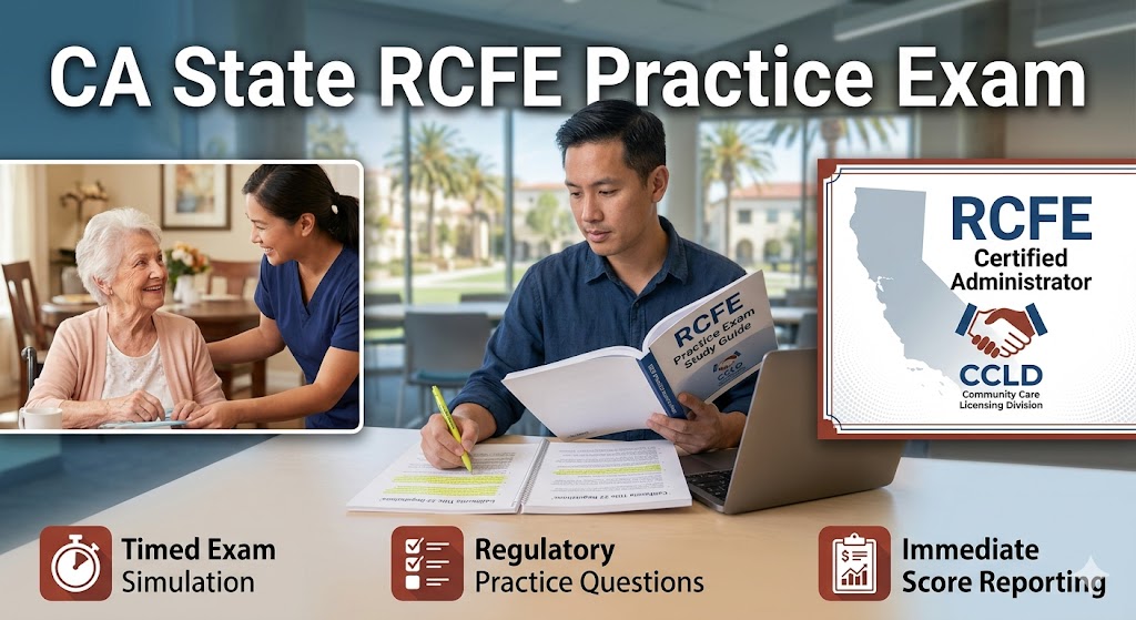 California State Residential Care Facility for the Elderly (RCFE) Practice Exam Banner
