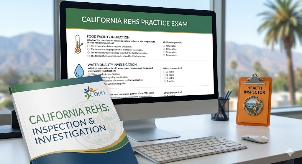 California Registered Environmental Health Specialis (REHS)- Inspection/Investigation Practice Exam Banner