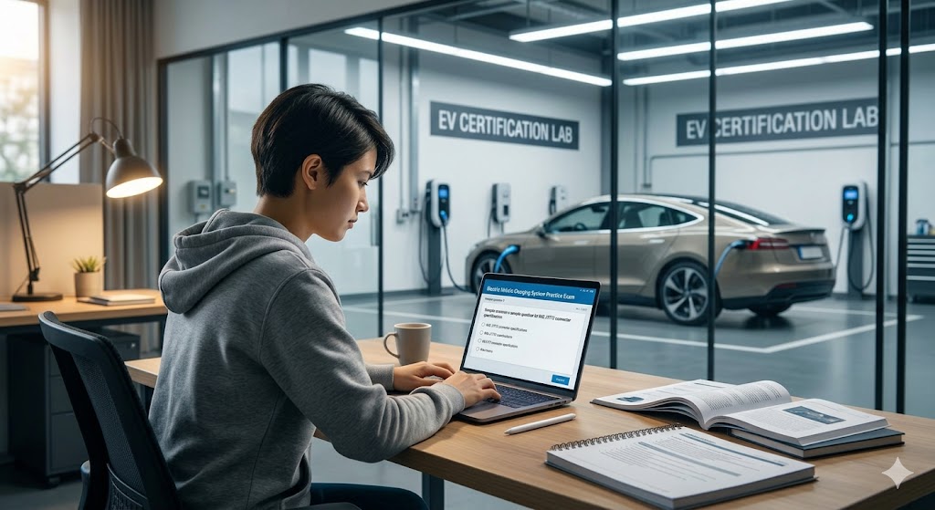 Electric Vehicle Charging System Practice Test Banner