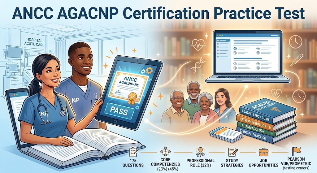 ANCC Adult–Gerontology Acute Care Nurse Practitioner Certification (AGACNP) Practice Test. Banner
