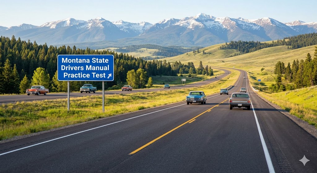 Montana State Drivers Manual Research Practice Test Banner