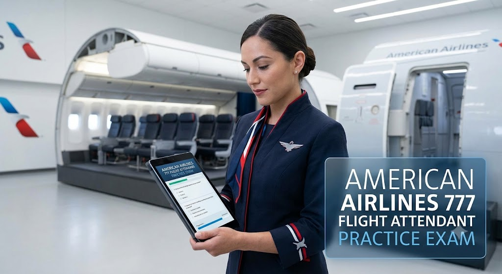 American Airlines Flight Attendant Training: 777 Practice Test Banner