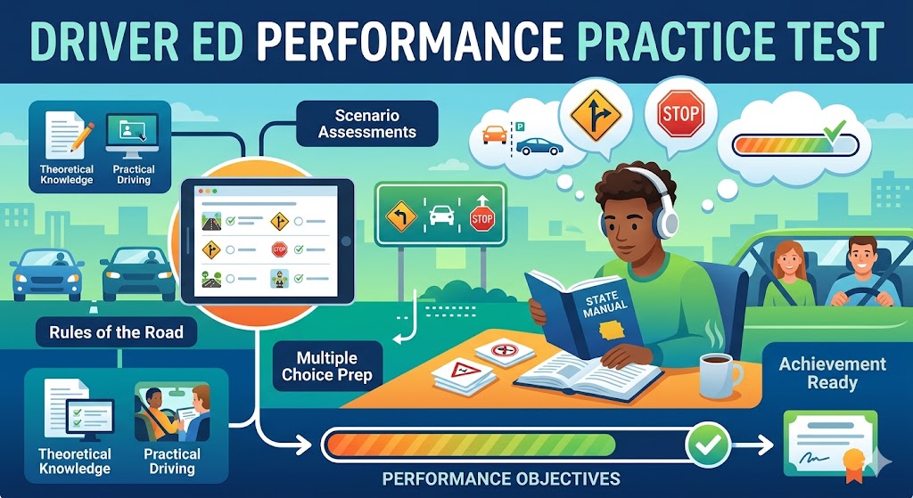 Driver Education Performance Objectives Achievement Practice Test Banner