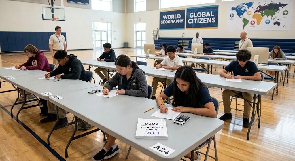 EOC World Geography Practice Test 2026 Study Guide [PDF] Banner