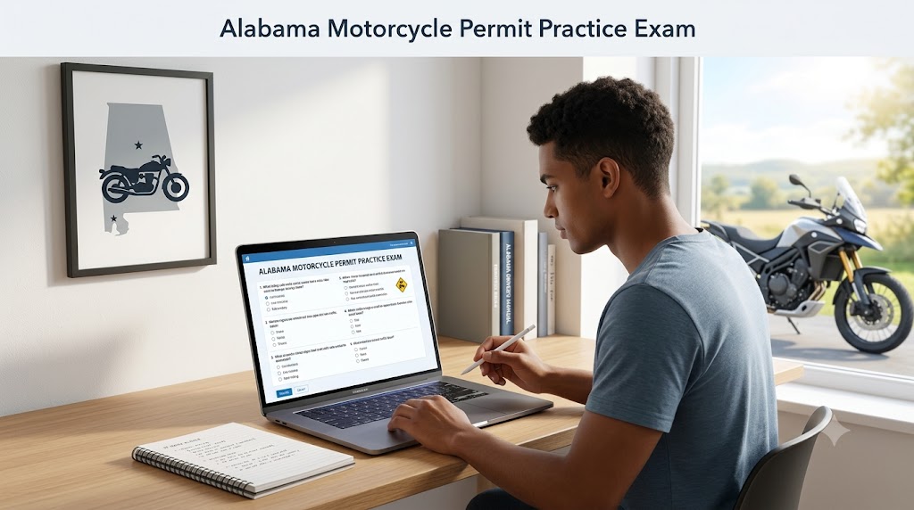 Alabama Motorcycle Permit Practice Test Banner