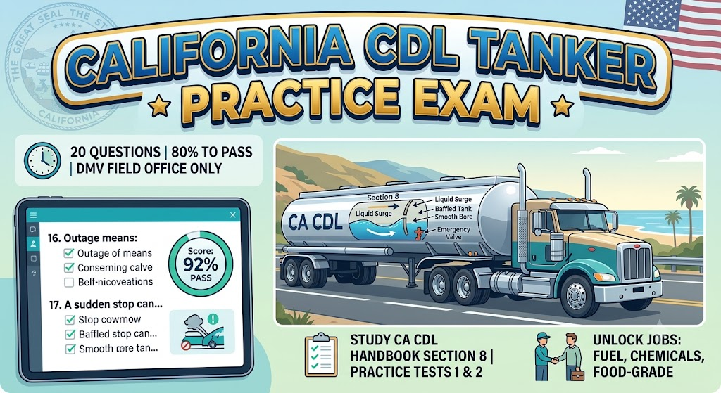 California CDL Tanker Practice Test 2 Banner