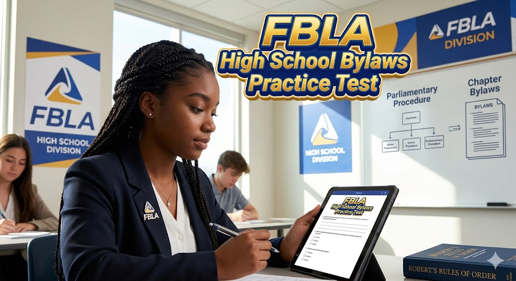 FBLA High School Division Bylaws Practice Test Banner