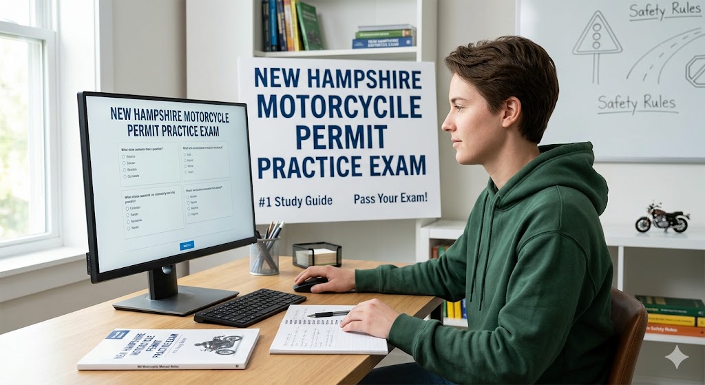 New Hampshire Motorcycle Permit Practice Exam Banner