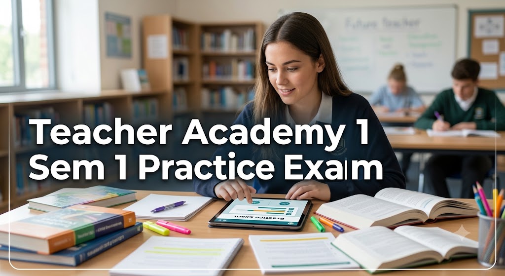 Teacher Academy 1 Semester One Practice Exam Banner