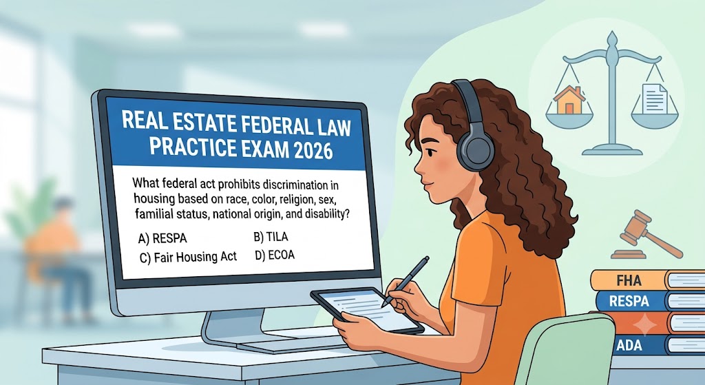 Real Estate Exam Federal Law Practice Test 2026 Question Answers Banner