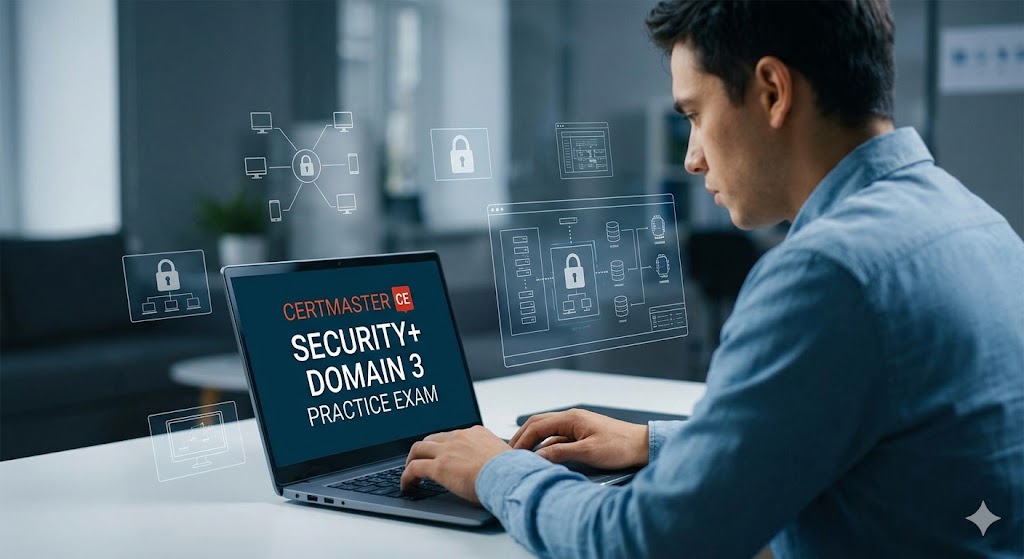 Certmaster CE Security+ Domain 3.0 Security Architecture Assessment Practice Test Banner