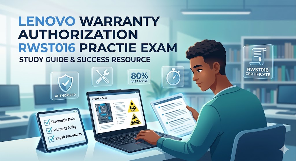 Lenovo Warranty Service Authorization (RWST016) Practice Exam Banner