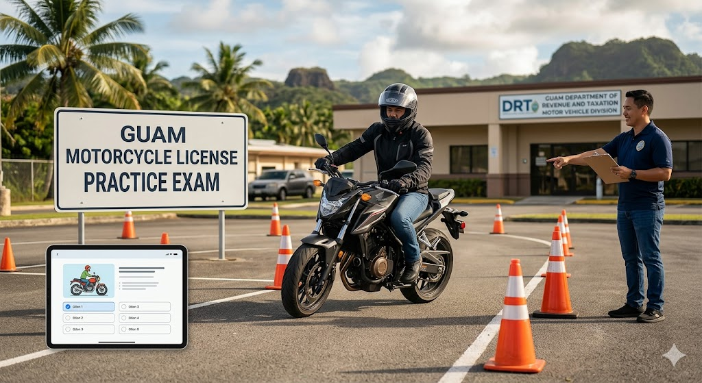 Guam Motorcycle License Practice Test Banner