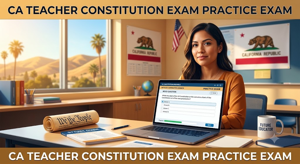 CA Teacher Constitution Exam Practice Exam Banner