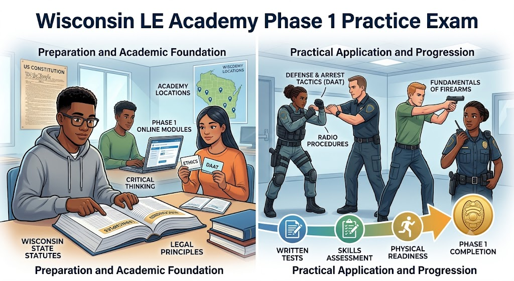 Wisconsin LE Academy Phase 1 Practice Exam Banner
