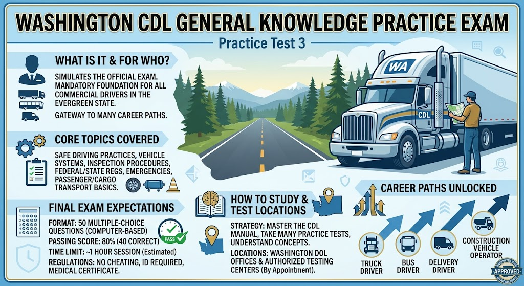 Washington CDL General Knowledge Practice Test 3 Banner