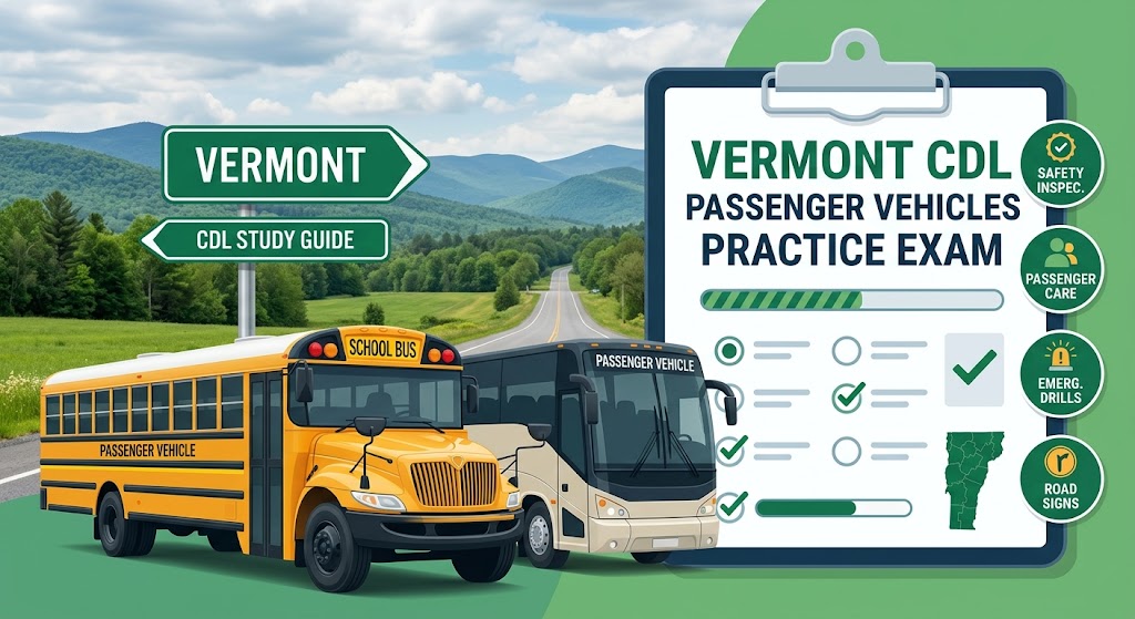 Vermont CDL Passenger Vehicles Practice Test Banner