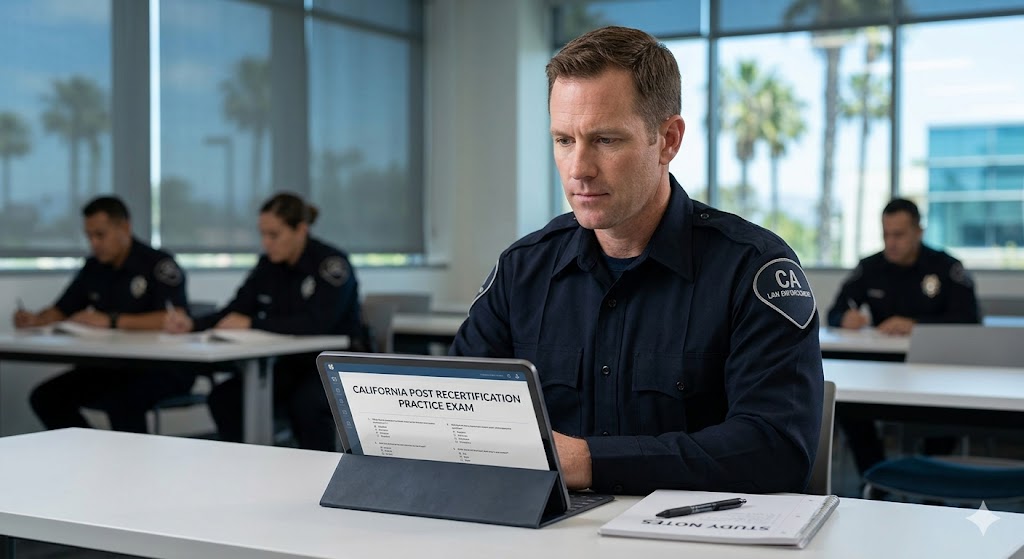 California Peace Officer Standards and Training (POST) Recertification Practice Exam Banner