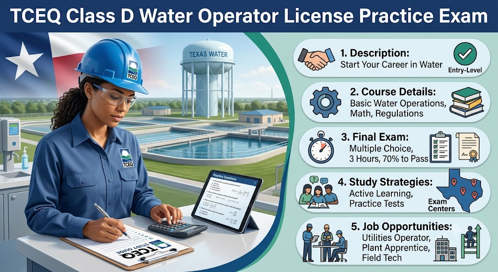 TCEQ Class D Water Operator License Practice Exam Banner