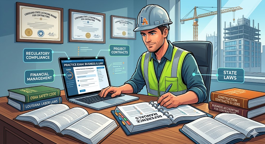 Louisiana Contractor Business and Law Practice Exam Banner