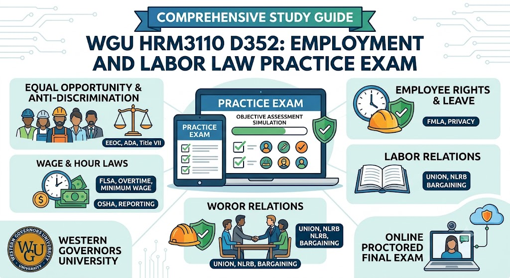 Western Governors University (WGU) HRM3110 D352 Employment and Labor Law Practice Exam Banner