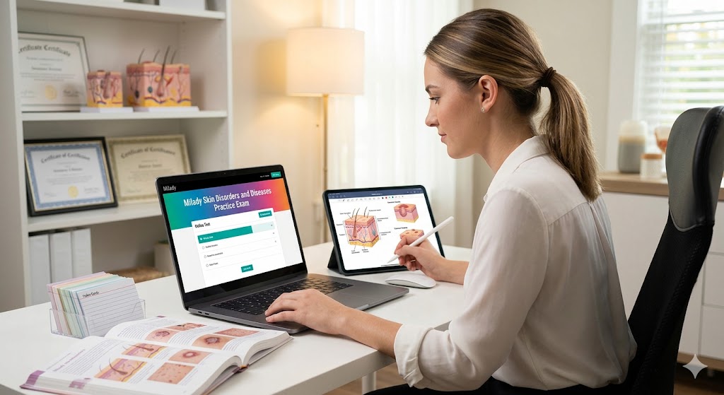Milady Skin Disorders and Diseases Practice Test Banner