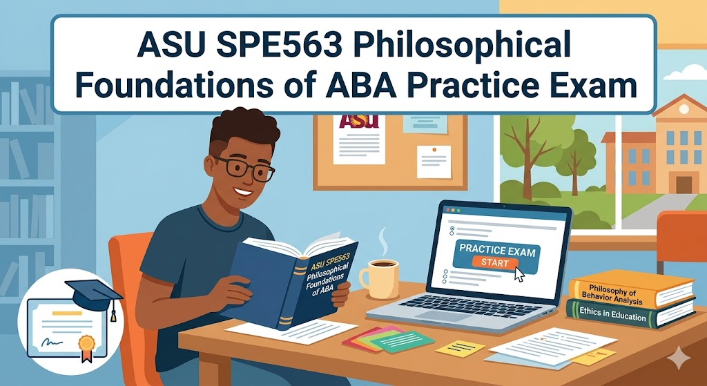 Arizona State University (ASU) SPE563 Philosophical Foundations of Applied Behavior Analysis in Educational Settings Practice Exam Banner