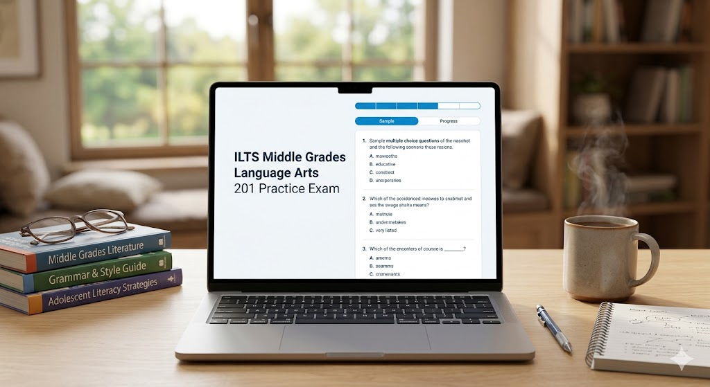 ILTS Middle Grades Language Arts (201) Practice Exam Banner