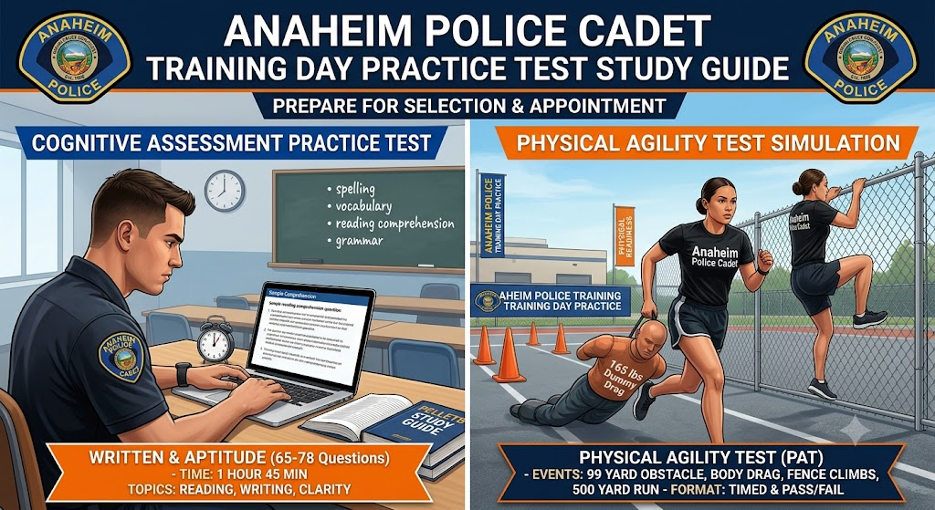 Anaheim Police Cadet Training Day Practice Test Banner