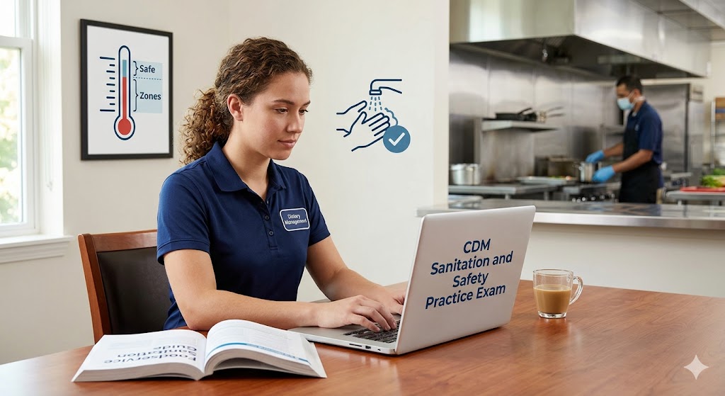 CDM Sanitation and Safety Practice Exam Banner
