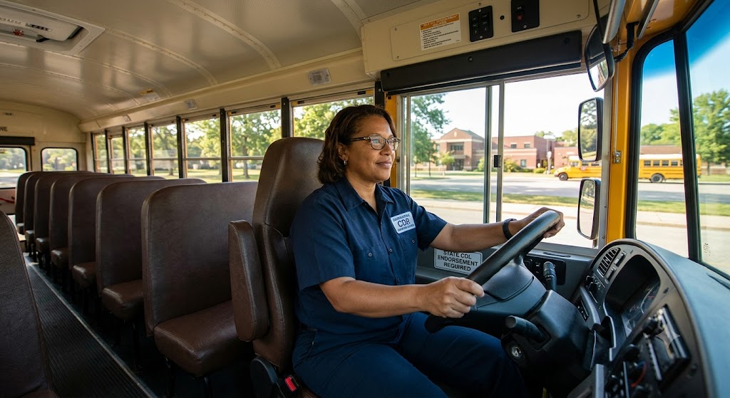 State CDL School Bus Practice Test & Exam Prep Banner