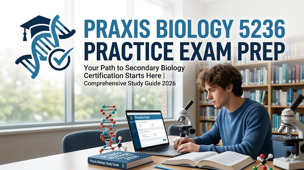 Praxis Biology 5236 Practice Test 2026 | Exam Prep Questions Banner