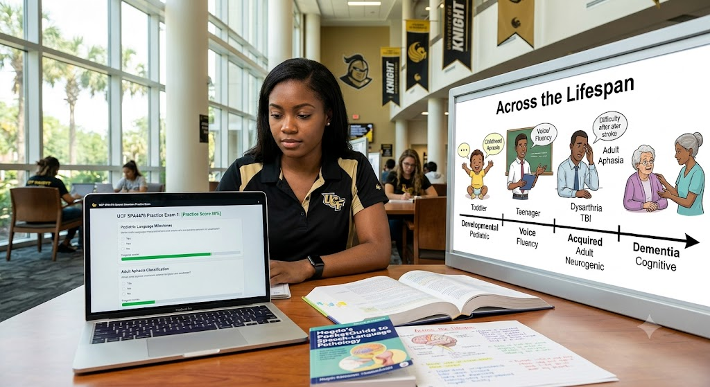 University of Central Florida (UCF) SPA4476 Speech Disorders Across the Lifespan Practice Exam 1 Banner