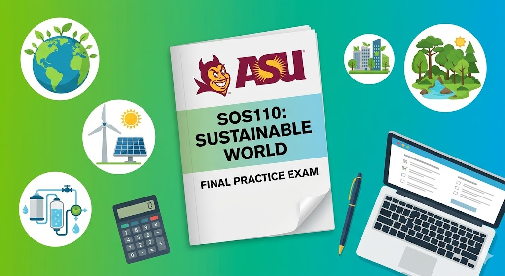 Arizona State University (ASU) SOS110 Sustainable World Final Practice Exam Banner