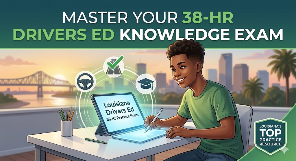 Louisiana Driver's Education Knowledge (38-Hr) Practice Test Banner