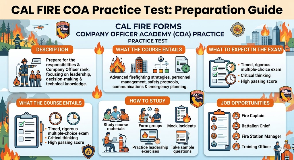 CAL FIRE Forms Company Officer Academy (COA) Practice Test Banner