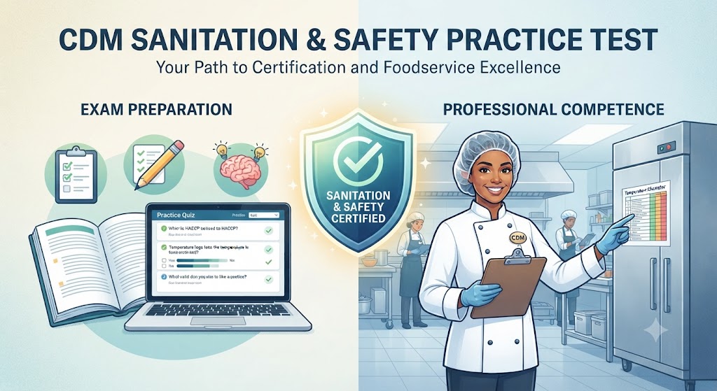CDM Sanitation and Safety Practice Test Banner