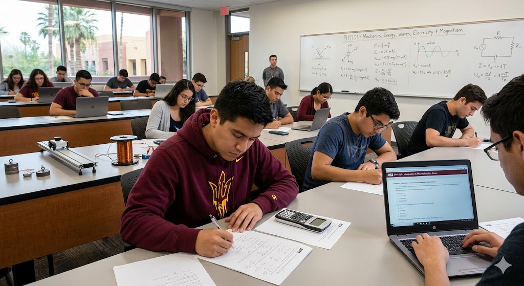 Arizona State University (ASU) PHY101 Introduction to Physics Practice Exam Banner