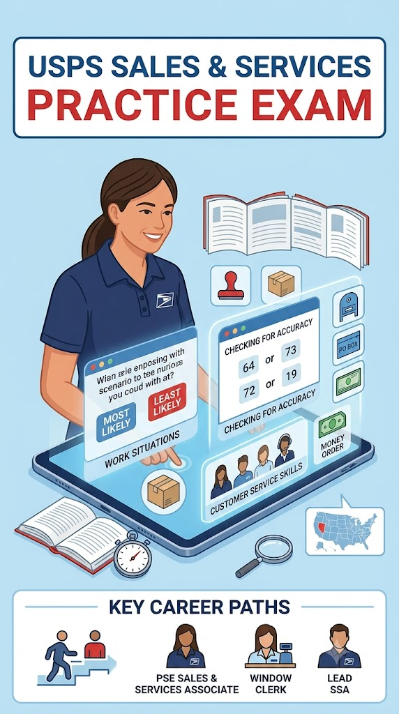 USPS Sales & Services Associate Practice Exam Banner