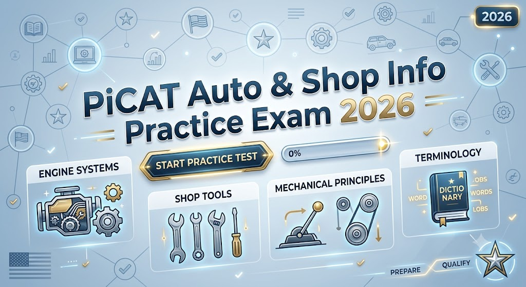 PiCAT Auto & Shop Information Practice Test 2026 Banner
