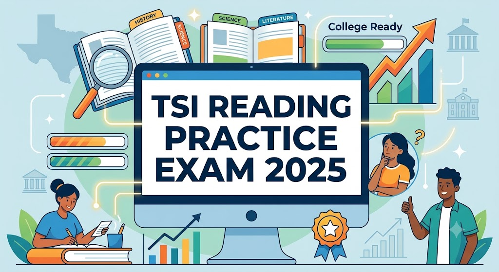 TSI Exam Reading Practice Test 2025 Banner