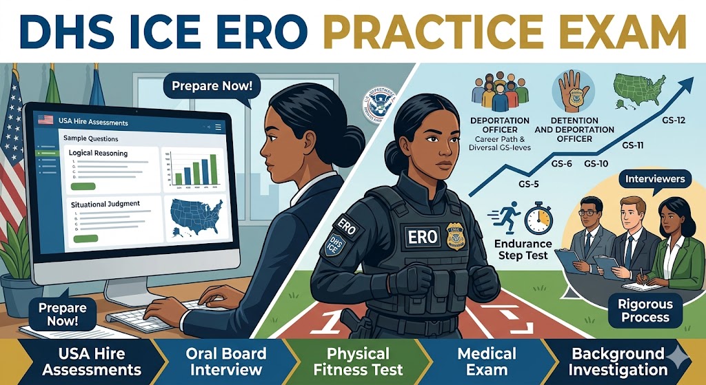 DHS U.S. Immigration and Customs Enforcement's (ICE) Enforcement and Removal Operations (ERO) Practice Test Banner