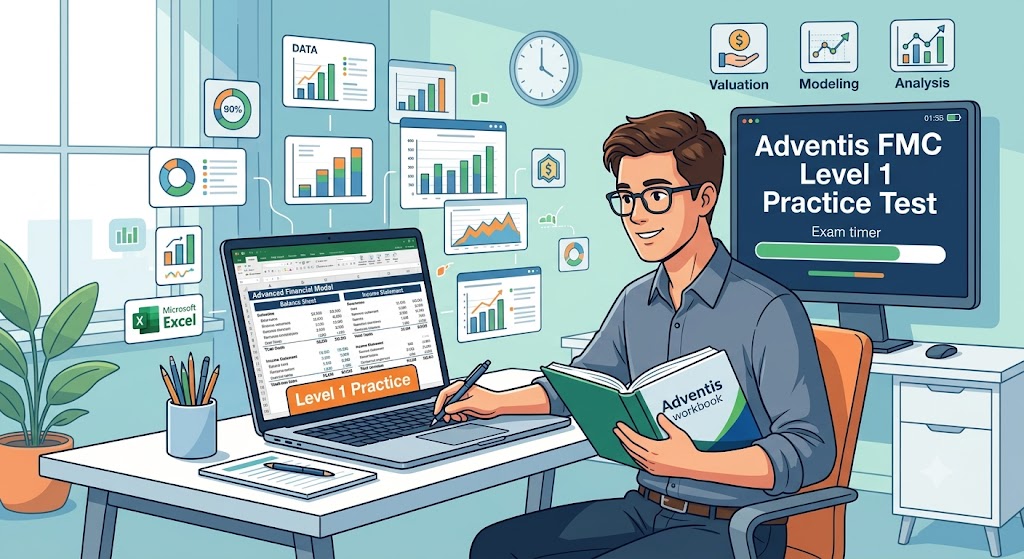 Adventis Financial Modeling Certification (FMC) Level 1 Practice Test Banner