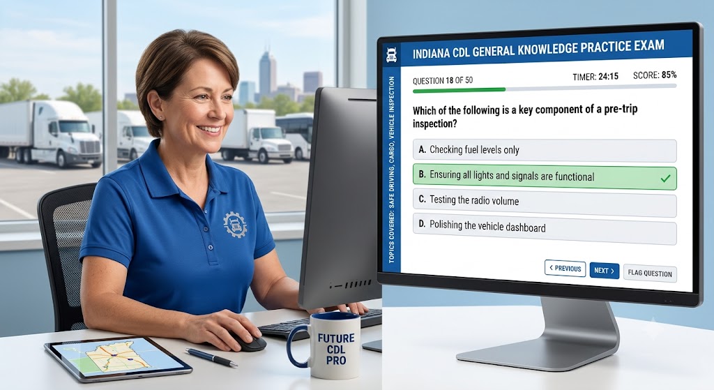 Indiana CDL General Knowledge Test Simulator Banner