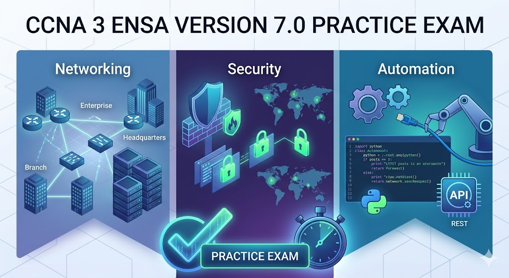 CCNA 3 Enterprise Networking, Security, and Automation, Version 7.0 Practice Exam Banner