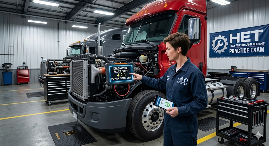 HET Truck and Transport Mechanic Practice Exam Banner