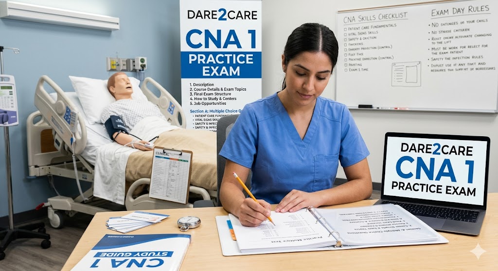 Dare2Care Certified Nursing Assistant (CNA) 1 Practice Exam Banner
